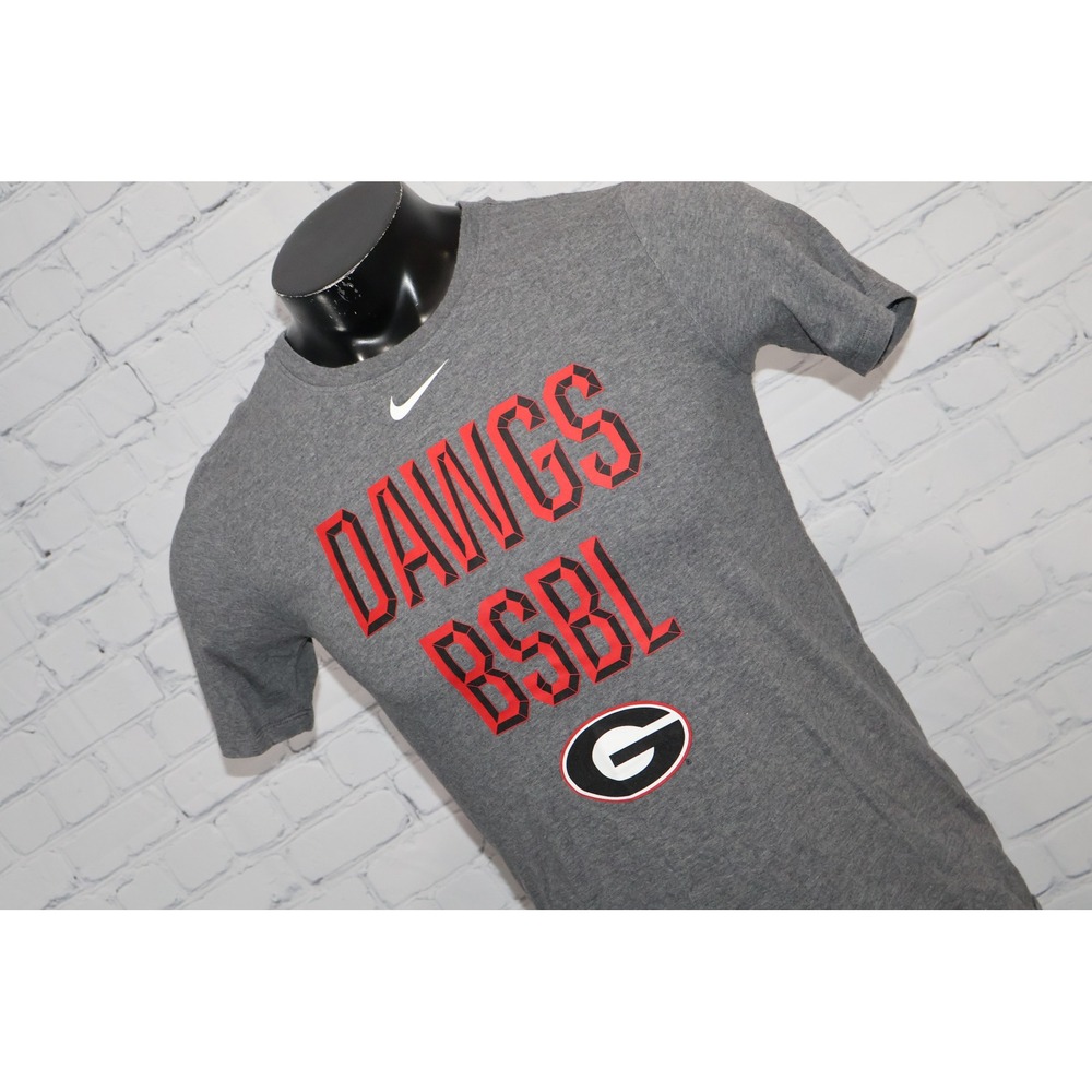 Nike Georgia Bulldogs T-Shirt Mens Small Gray Dawgs BSBL Baseball Dri-FIT UGA